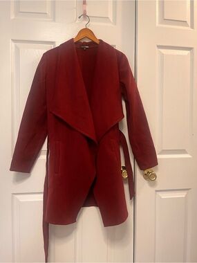 Fashion Nova Women's Draped Trench Coat - Burgundy S